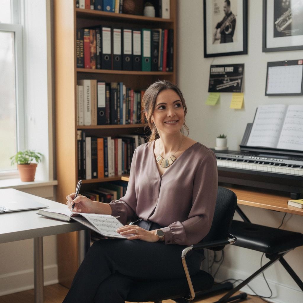 Eine Gruppe von Schülern nimmt an einem Online-Gitarrenkurs teil.